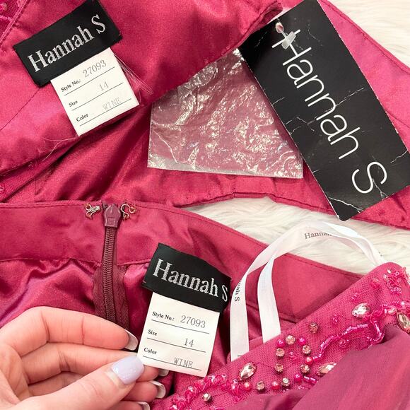 Hannah S 27093 Beaded Two Piece Prom Dress Sparkle Homecoming Skirt Set, Pink - Picture 11 of 11